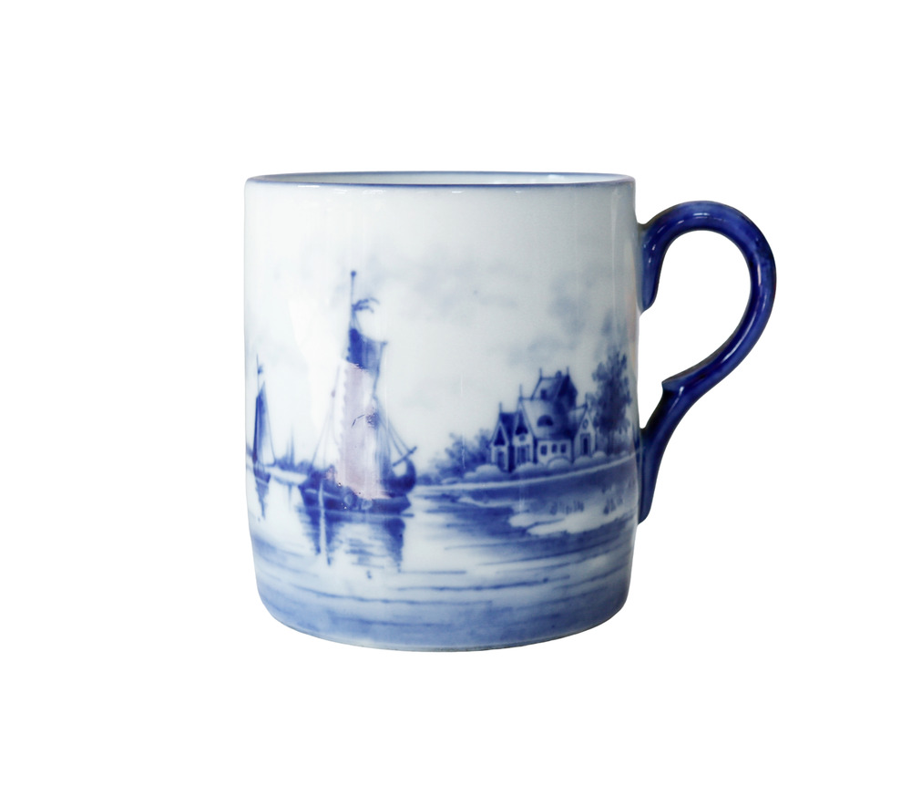 VTG Germany Delft Coffee Mug Cup Sailboat Sea Cottage Rustic English Countryside